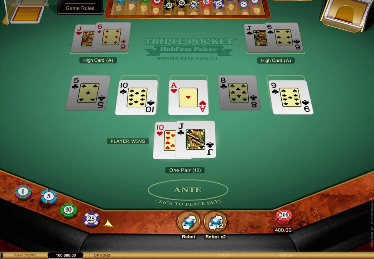Triple pocket holdem poker fra Microgaming.